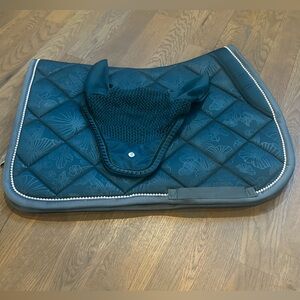 PS of Sweden Horse Full Jumping Saddle Pad with Ear Bonnet (Blue/aqua/turquoise)